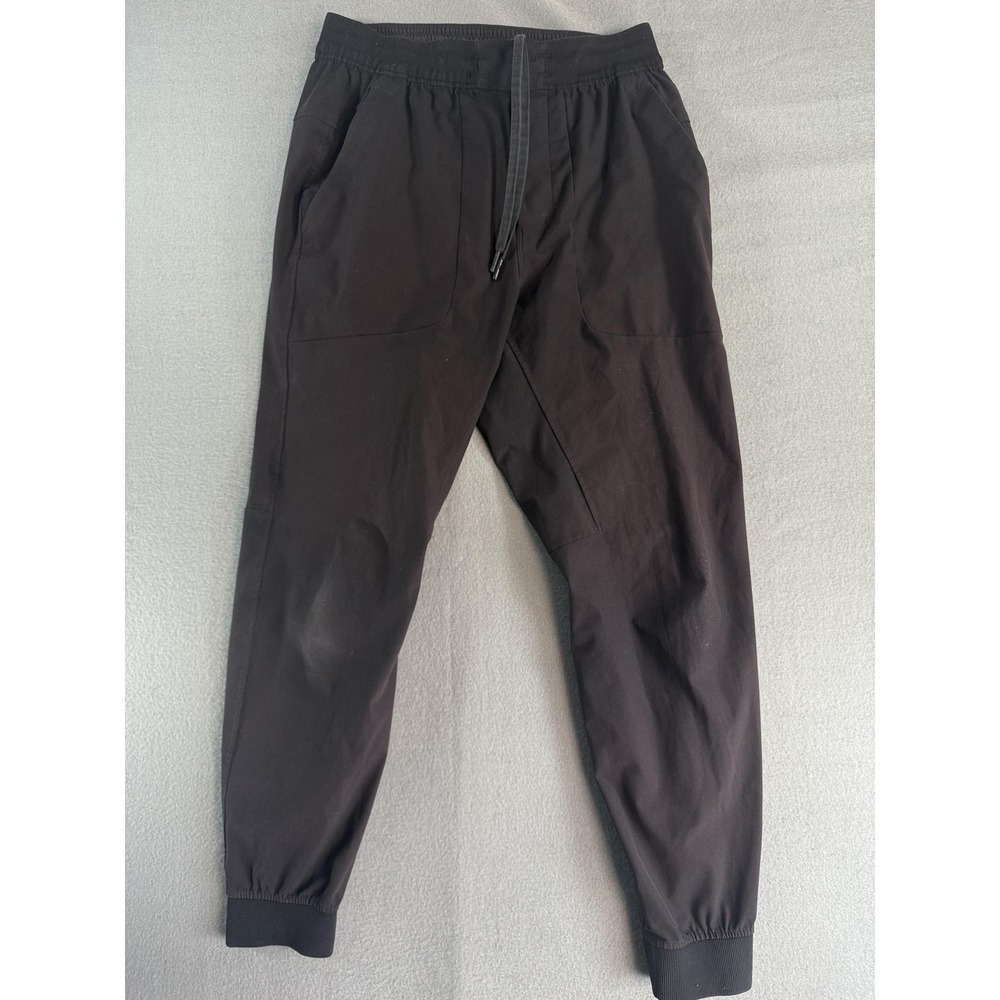 Lululemon Jogger Pants Mens M Black Elastic Waist Zip Pocket Travel Athletic
